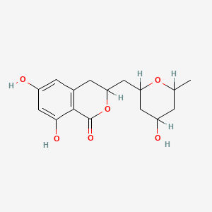 molecular formula C16H20O6 B1204717 6,8-Dihydroxy-3-[(4-hydroxy-6-methyloxan-2-yl)methyl]-3,4-dihydroisochromen-1-one 