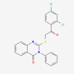 molecular formula C22H14Cl2N2O2S B12047266 2-((2-(2,4-Dichlorophenyl)-2-oxoethyl)thio)-3-phenyl-4(3H)-quinazolinone 
