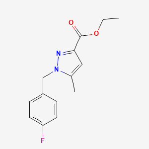 molecular formula C14H15FN2O2 B12047279 Ethyl 1-(4-fluorobenzyl)-5-methyl-1H-pyrazole-3-carboxylate 