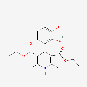 molecular formula C20H25NO6 B12047300 Diethyl 4-(2-HO-3-methoxy-PH)-2,6-dimethyl-1,4-dihydro-3,5-pyridinedicarboxylate 