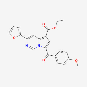 molecular formula C22H18N2O5 B12047308 Ethyl 3-(furan-2-yl)-7-(4-methoxybenzoyl)pyrrolo[1,2-c]pyrimidine-5-carboxylate CAS No. 502959-75-3
