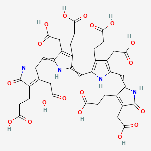 molecular formula C39H38N4O18 B1204732 3-[2-[[3-(2-carboxyethyl)-5-[[3-(2-carboxyethyl)-4-(carboxymethyl)-5-oxopyrrol-2-ylidene]methyl]-4-(carboxymethyl)-1H-pyrrol-2-yl]methylidene]-5-[[4-(2-carboxyethyl)-3-(carboxymethyl)-5-oxopyrrol-2-yl]methylidene]-4-(carboxymethyl)pyrrol-3-yl]propanoic acid 