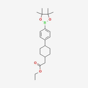 molecular formula C22H33BO4 B12047348 Ethyl 2-(4-(4-(4,4,5,5-tetramethyl-1,3,2-dioxaborolan-2-yl)phenyl)cyclohexyl)acetate CAS No. 1449781-58-1