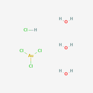 molecular formula AuCl4H7O3 B12047492 Gold III chloride trihydrate 