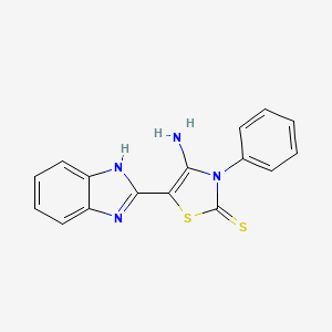 molecular formula C16H12N4S2 B12047532 2(3H)-Thiazolethione, 4-amino-5-(1H-benzimidazol-2-yl)-3-phenyl- 