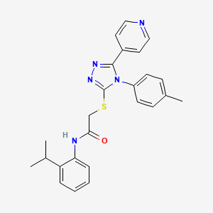 molecular formula C25H25N5OS B12047771 N-(2-Isopropylphenyl)-2-((5-(pyridin-4-yl)-4-(p-tolyl)-4H-1,2,4-triazol-3-yl)thio)acetamide CAS No. 477318-75-5