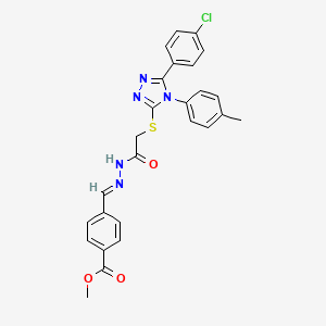 molecular formula C26H22ClN5O3S B12047869 methyl 4-{(E)-[({[5-(4-chlorophenyl)-4-(4-methylphenyl)-4H-1,2,4-triazol-3-yl]sulfanyl}acetyl)hydrazono]methyl}benzoate 