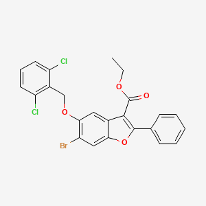 molecular formula C24H17BrCl2O4 B12047945 Ethyl 6-bromo-5-((2,6-dichlorobenzyl)oxy)-2-phenyl-1-benzofuran-3-carboxylate 