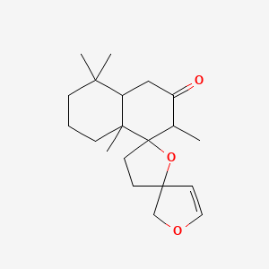 molecular formula C20H30O3 B1204796 Dispiro[furan-3(2H),2'(5'H)-furan-5',1''(2''H)-naphthalen]-3''(4''H)-one, 3',4',4''a,5'',6'',7'',8'',8''a-octahydro-2'',5'',5'',8''a-tetramethyl- 