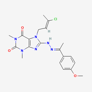 molecular formula C20H23ClN6O3 B12048022 7-[(2E)-3-Chloro-2-butenyl]-8-{(2E)-2-[1-(4-methoxyphenyl)ethylidene]hydrazino}-1,3-dimethyl-3,7-dihydro-1H-purine-2,6-dione CAS No. 478253-46-2