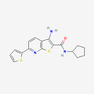 molecular formula C17H17N3OS2 B1204805 3-amino-N-cyclopentyl-6-thiophen-2-yl-2-thieno[2,3-b]pyridinecarboxamide 
