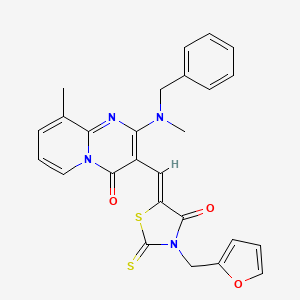 molecular formula C26H22N4O3S2 B12048077 2-[Benzyl(methyl)amino]-3-{(Z)-[3-(2-furylmethyl)-4-oxo-2-thioxo-1,3-thiazolidin-5-ylidene]methyl}-9-methyl-4H-pyrido[1,2-A]pyrimidin-4-one CAS No. 374540-77-9