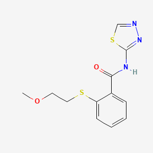 molecular formula C12H13N3O2S2 B1204808 2-(2-methoxyethylthio)-N-(1,3,4-thiadiazol-2-yl)benzamide 