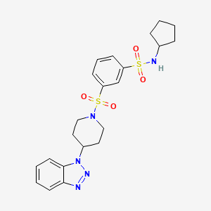 molecular formula C22H27N5O4S2 B1204809 3-[[4-(1-benzotriazolyl)-1-piperidinyl]sulfonyl]-N-cyclopentylbenzenesulfonamide 