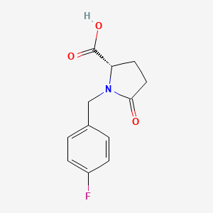 molecular formula C12H12FNO3 B12048290 L-Proline, 1-((4-fluorophenyl)methyl)-5-oxo- CAS No. 59749-21-2