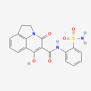 molecular formula C18H15N3O5S B12048392 N-[2-(aminosulfonyl)phenyl]-6-hydroxy-4-oxo-1,2-dihydro-4H-pyrrolo[3,2,1-ij]quinoline-5-carboxamide 