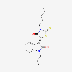 molecular formula C19H22N2O2S2 B12048486 5-(2-Oxo-1-propylindolin-3-ylidene)-3-pentyl-2-thioxothiazolidin-4-one CAS No. 611185-75-2