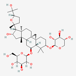 molecular formula C41H68O14 B1204881 (2R,4S,6R)-2-[[(1S,3R,6S,8R,9S,11S,12S,14S,15R,16R)-14-hydroxy-15-[(2R,5S)-5-(2-hydroxypropan-2-yl)-2-methyloxolan-2-yl]-7,7,12,16-tetramethyl-6-[(2S,3R,4S,5R)-3,4,5-trihydroxyoxan-2-yl]oxy-9-pentacyclo[9.7.0.01,3.03,8.012,16]octadecanyl]oxy]-6-(hydroxymethyl)oxane-3,4,5-triol 