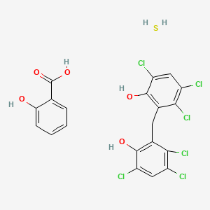 2-Hydroxybenzoic acid;sulfane;3,4,6-trichloro-2-[(2,3,5-trichloro-6-hydroxyphenyl)methyl]phenol