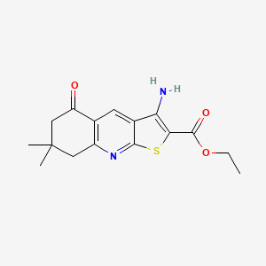 molecular formula C16H18N2O3S B12049375 Ethyl 3-amino-7,7-dimethyl-5-oxo-5,6,7,8-tetrahydrothieno[2,3-b]quinoline-2-carboxylate 