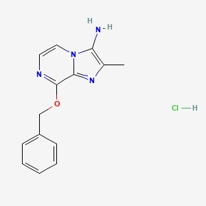 molecular formula C14H15ClN4O B1204951 3-Amino-2-methyl-8-phenylmethoxyimidazo(1,2-a)pyrazine CAS No. 85333-47-7