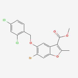 molecular formula C18H13BrCl2O4 B12049637 Methyl 6-bromo-5-((2,4-dichlorobenzyl)oxy)-2-methyl-1-benzofuran-3-carboxylate 