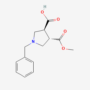 molecular formula C14H17NO4 B12049761 trans-1-Benzyl-4-(methoxycarbonyl)pyrrolidine-3-carboxylic acid 