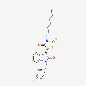 molecular formula C26H27ClN2O2S2 B12049859 (3Z)-1-(4-chlorobenzyl)-3-(3-octyl-4-oxo-2-thioxo-1,3-thiazolidin-5-ylidene)-1,3-dihydro-2H-indol-2-one 