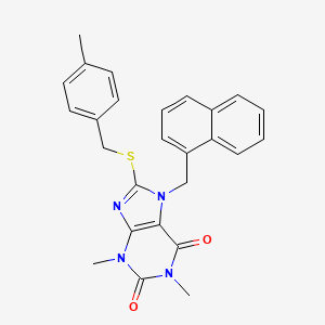molecular formula C26H24N4O2S B12049863 1,3-Dimethyl-8-((4-methylbenzyl)thio)-7-(naphthalen-1-ylmethyl)-1H-purine-2,6(3H,7H)-dione CAS No. 476481-20-6