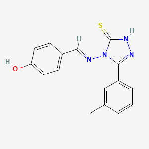 molecular formula C16H14N4OS B12049934 4-(((3-Mercapto-5-(m-tolyl)-4H-1,2,4-triazol-4-yl)imino)methyl)phenol CAS No. 478256-01-8