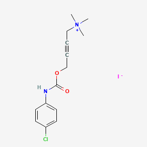 molecular formula C14H18ClIN2O2 B1204995 2-Butyn-1-aminium, 4-((((4-chlorophenyl)amino)carbonyl)oxy)-N,N,N-trimethyl-, iodide CAS No. 57302-66-6