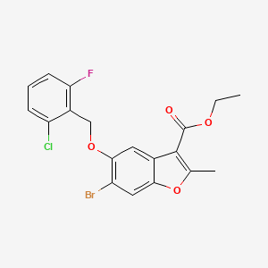 molecular formula C19H15BrClFO4 B12049997 Ethyl 6-bromo-5-[(2-chloro-6-fluorobenzyl)oxy]-2-methyl-1-benzofuran-3-carboxylate 