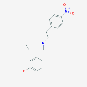molecular formula C21H26N2O3 B012050 AZETIDINE, 3-(m-METHOXYPHENYL)-1-(p-NITROPHENETHYL)-3-PROPYL- CAS No. 19832-42-9