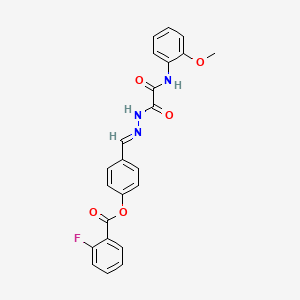 molecular formula C23H18FN3O5 B12050087 4-(2-((2-Methoxyanilino)(oxo)acetyl)carbohydrazonoyl)phenyl 2-fluorobenzoate CAS No. 477732-47-1