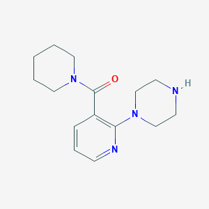 molecular formula C15H22N4O B12050163 1-[2-(1-Piperazinyl)nicotinoyl]piperidine 