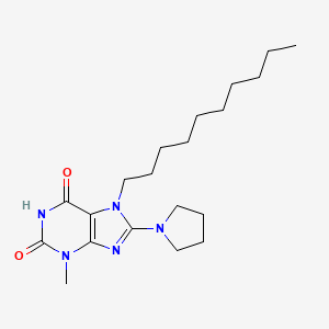 molecular formula C20H33N5O2 B12050189 7-decyl-3-methyl-8-(1-pyrrolidinyl)-3,7-dihydro-1H-purine-2,6-dione CAS No. 476481-26-2