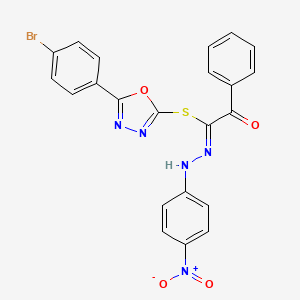 molecular formula C22H14BrN5O4S B12050352 5-(4-bromophenyl)-1,3,4-oxadiazol-2-yl (1Z)-N-(4-nitrophenyl)-2-oxo-2-phenylethanehydrazonothioate 