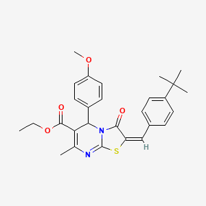 molecular formula C28H30N2O4S B12050411 Ethyl 2-(4-(tert-butyl)benzylidene)-5-(4-methoxyphenyl)-7-methyl-3-oxo-3,5-dihydro-2H-thiazolo[3,2-a]pyrimidine-6-carboxylate CAS No. 357433-88-6