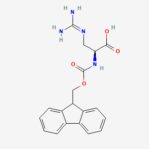 molecular formula C19H20N4O4 B12050661 Fmoc-L-2-Amino-3-guanidinopropionic acid 