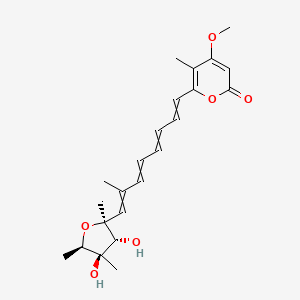 molecular formula C23H30O6 B1205108 6-[8-[(2S,3R,4R,5R)-3,4-dihydroxy-2,4,5-trimethyloxolan-2-yl]-7-methylocta-1,3,5,7-tetraenyl]-4-methoxy-5-methylpyran-2-one 