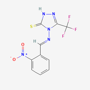 molecular formula C10H6F3N5O2S B12051087 4-{[(E)-(2-nitrophenyl)methylidene]amino}-5-(trifluoromethyl)-4H-1,2,4-triazole-3-thiol 