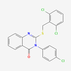 molecular formula C21H13Cl3N2OS B12051158 3-(4-Chlorophenyl)-2-((2,6-dichlorobenzyl)thio)quinazolin-4(3H)-one CAS No. 476484-66-9