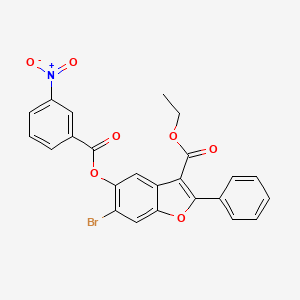 molecular formula C24H16BrNO7 B12051160 Ethyl 6-bromo-5-[(3-nitrobenzoyl)oxy]-2-phenyl-1-benzofuran-3-carboxylate 