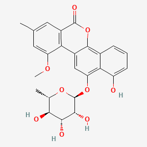 1-hydroxy-10-methoxy-8-methyl-12-[(2S,3R,4R,5R,6S)-3,4,5-trihydroxy-6-methyloxan-2-yl]oxynaphtho[1,2-c]isochromen-6-one