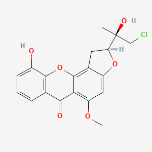 2-(2-Chloro-1-hydroxy-1-methylethyl)-1,2-dihydro-10-hydroxy-5-methoxy-6H-furo(2,3-c)xanthen-6-one