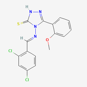molecular formula C16H12Cl2N4OS B12051555 4-{[(E)-(2,4-dichlorophenyl)methylidene]amino}-5-(2-methoxyphenyl)-4H-1,2,4-triazole-3-thiol CAS No. 478256-99-4