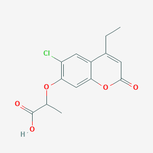 molecular formula C14H13ClO5 B1205174 2-[(6-chloro-4-ethyl-2-oxo-2H-chromen-7-yl)oxy]propanoic acid CAS No. 840479-48-3