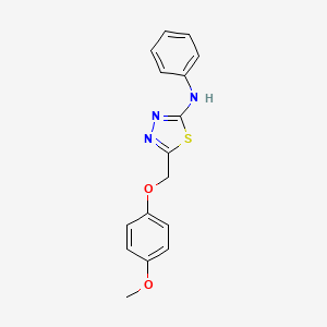 molecular formula C16H15N3O2S B12051826 5-[(4-methoxyphenoxy)methyl]-N-phenyl-1,3,4-thiadiazol-2-amine 