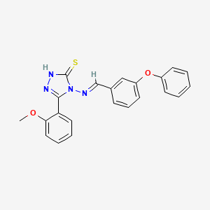 molecular formula C22H18N4O2S B12051900 5-(2-Methoxyphenyl)-4-((3-phenoxybenzylidene)amino)-4H-1,2,4-triazole-3-thiol CAS No. 478256-75-6