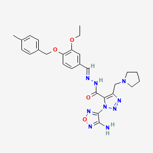 molecular formula C27H31N9O4 B12051909 3-(4-amino-1,2,5-oxadiazol-3-yl)-N-[(E)-[3-ethoxy-4-[(4-methylphenyl)methoxy]phenyl]methylideneamino]-5-(pyrrolidin-1-ylmethyl)triazole-4-carboxamide CAS No. 478251-27-3